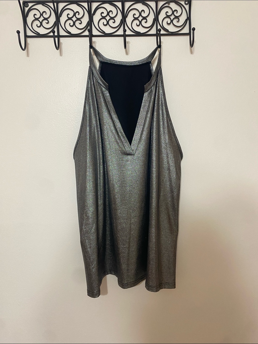 Metallic Silver Racerback Tank Top - Women